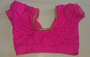 green and pink saree
