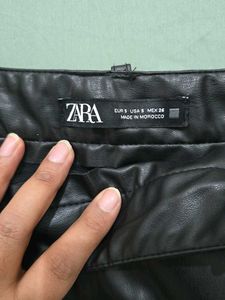 ZARA Faux Leather Circular Skirt