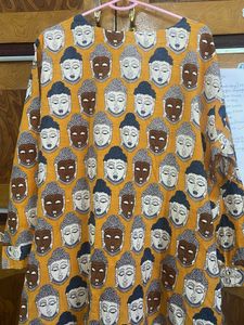 Blue Ribbon Buddha Printed Mustard Color Kurta