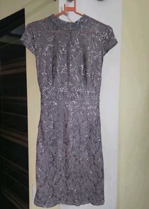 Elegant Gray Lace Dress