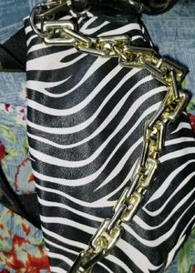 Zebra Print Chain Shoulder Bag