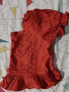 Red Embroidered Top