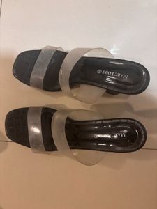 Black Clear Strap Block High Heel Marc Loire