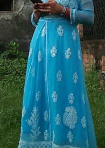 Lucknowi Chikankari Anarkali Kurti