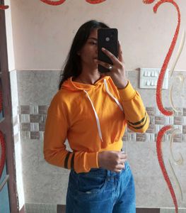Yellow Cropped Hoodie