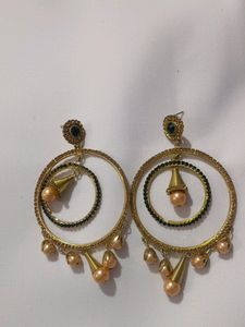 Golden And Green Earings