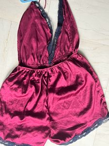 Satin Lace Lingerie Backless With Adjustable Strap