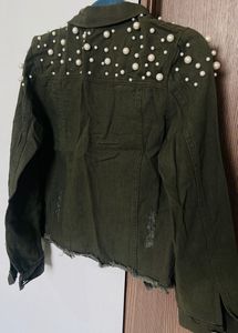 Perfectly Crafted With Pearls Denim Jacket