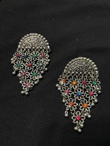 Boho Chic Silver Drop Earrings