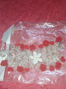 Red Rose Crystal Hair Vine