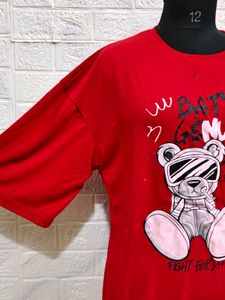 Red Graphic Bear oversized Tee