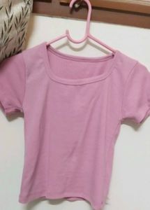 Pink Square Neck T-Shirt