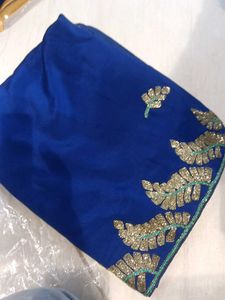 Royal Blue Embroidered Saree