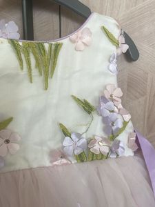 Lavendar Floral Frill Frock For 6M Babygirl