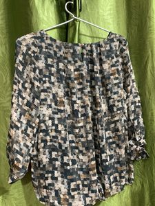 Printed Top With Elastic At Waist