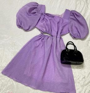 Lavender Puff Sleeve Dress