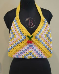 Handmade Crochet Granny Square Bags - Set of 3