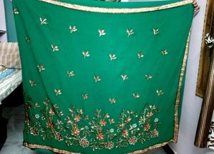 GREEN SAREE WITH CHAMKI WORK