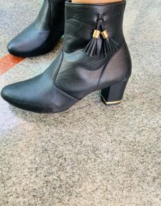 Black Ankle Boots with Tassels