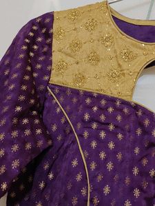 Embroidered Purple stiched padded blouse