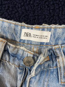 High Waist Blue Ribbed Jeans