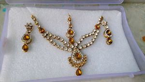 Artificial Diamond 😘Jewellery Set 💥With Mangtika