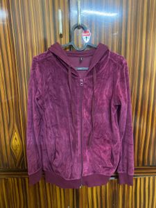 Burgundy Velvet Hoodie