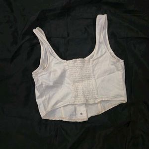 White Button Crop Top corset