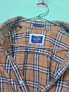 Brown Plaid Button-Down Shirt