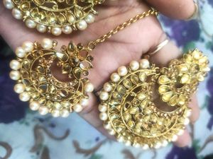 Gold-tone Pearl Embellished Earrings