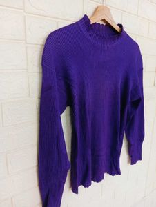 Purple Knit Turtleneck Sweater
