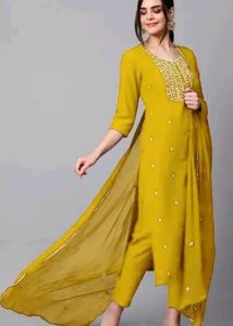 Elegant Mustard Yellow Kurti set with Dupatta