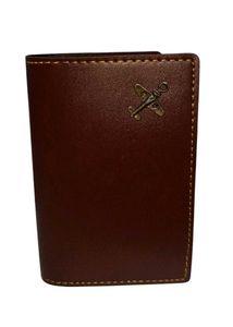 Brown Leather ID Holder Keychain