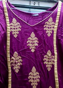 Purple Embroidery Kurti