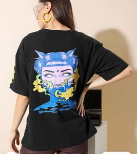 Unique black graphic tee with eye-catching detail