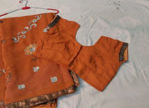 Traditional Saree:Deep Maroon with Golden