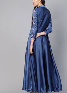 Inddus Silk Blend Embroidered Dress