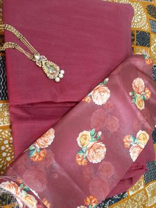 New Plain Wine Color Saree