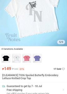 Spoiled Butterfly Embroidery Lettuce Knitted Crop
