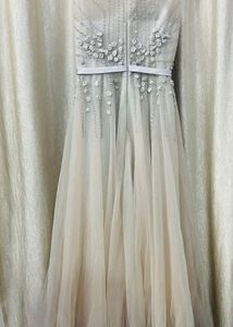 Elegant Tulle Evening Gown Silver New
