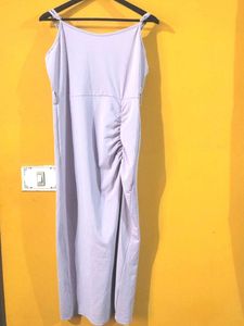 Lilac Ruched Bodycon Midi Dress