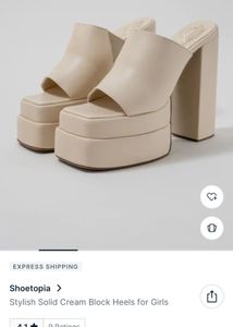 Cream Block Heel Mules Used Once Only