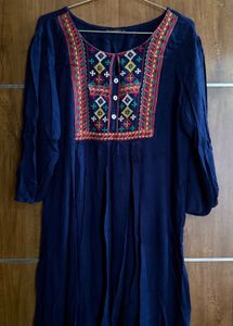 Navy Blue Thread Works Kurti