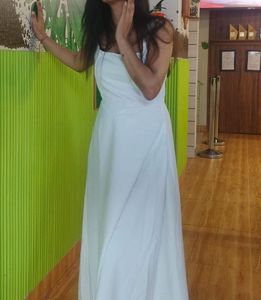 Newme white solid fit flare dress 👗