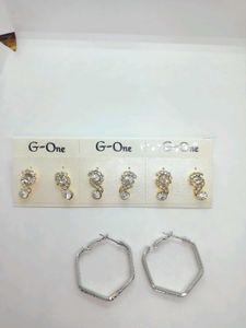 New 3 Pairs Studs N 1 Earring With Free POD BAGS