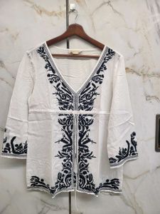 Authentic Mk Embroidered White Top