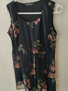 Beautiful Black Siffon Floral Dress