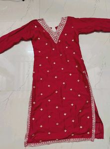 Red Embroidered Kurta