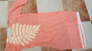 Peach Colour Embroidered Kurta