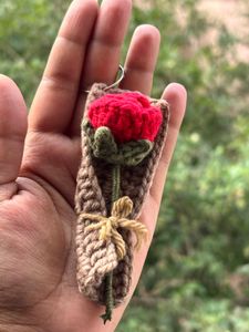 Crochet Rose Keychain